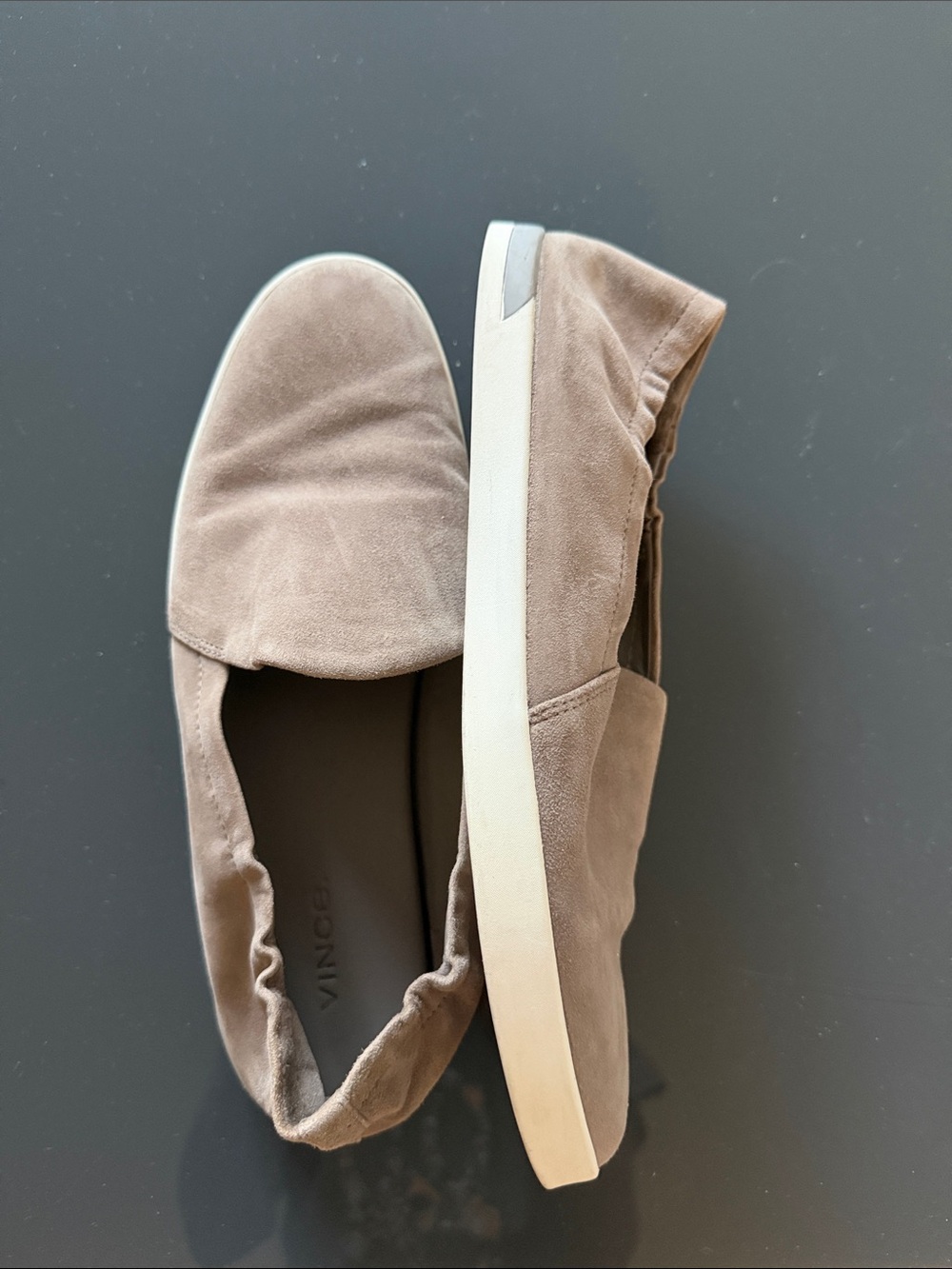 Vince Taupe Suede Slip-On Sneakers for Women 8.5